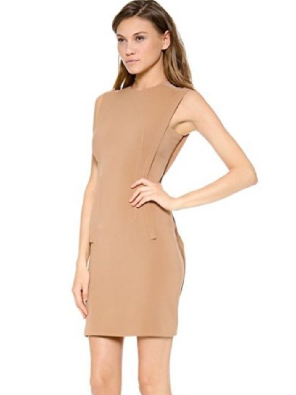 Alexander Wang Exposed Dart Sheath Dress Camel/Nude Sleeveless